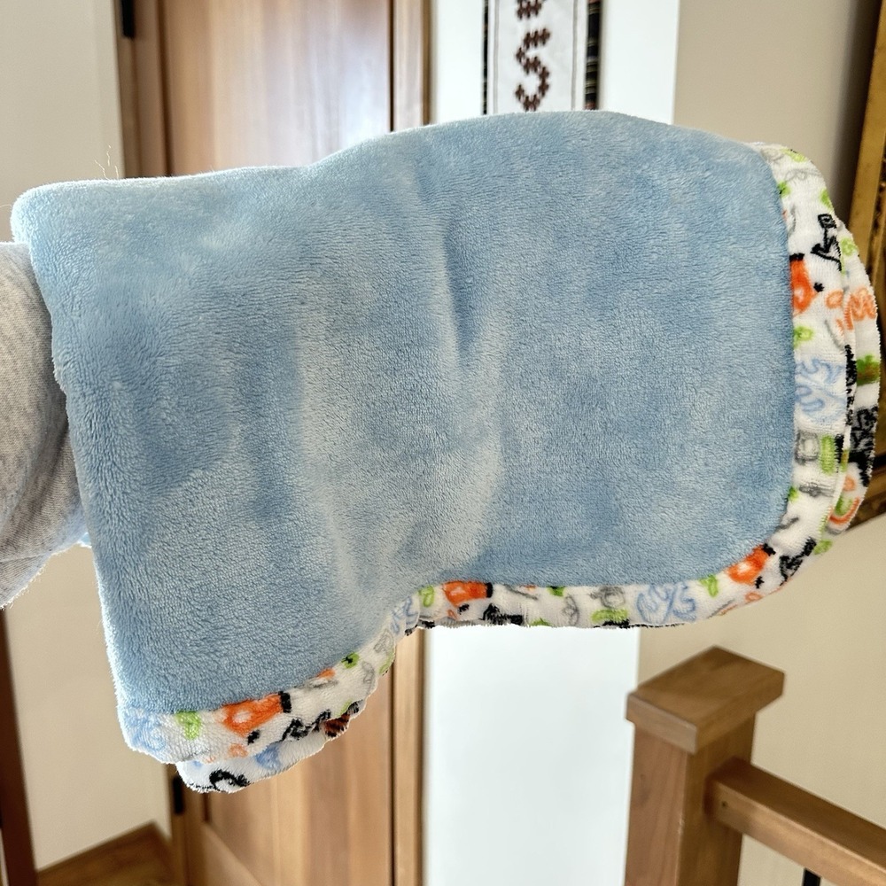 Le Bebe Favorite Baby Lovey Blanket Blue Zebra Giraffe Jungle Zoo Animal
